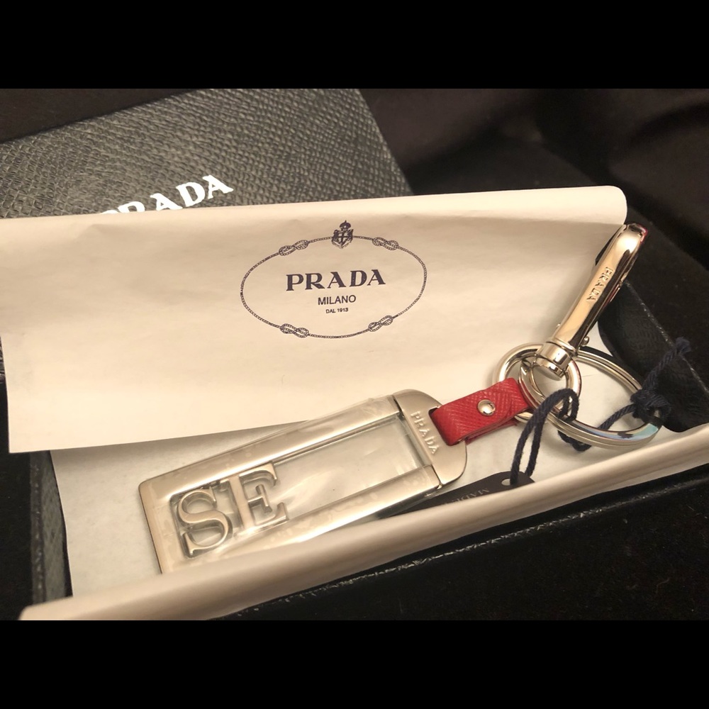Authentic Prada keychain NEW w shopping bag/box
